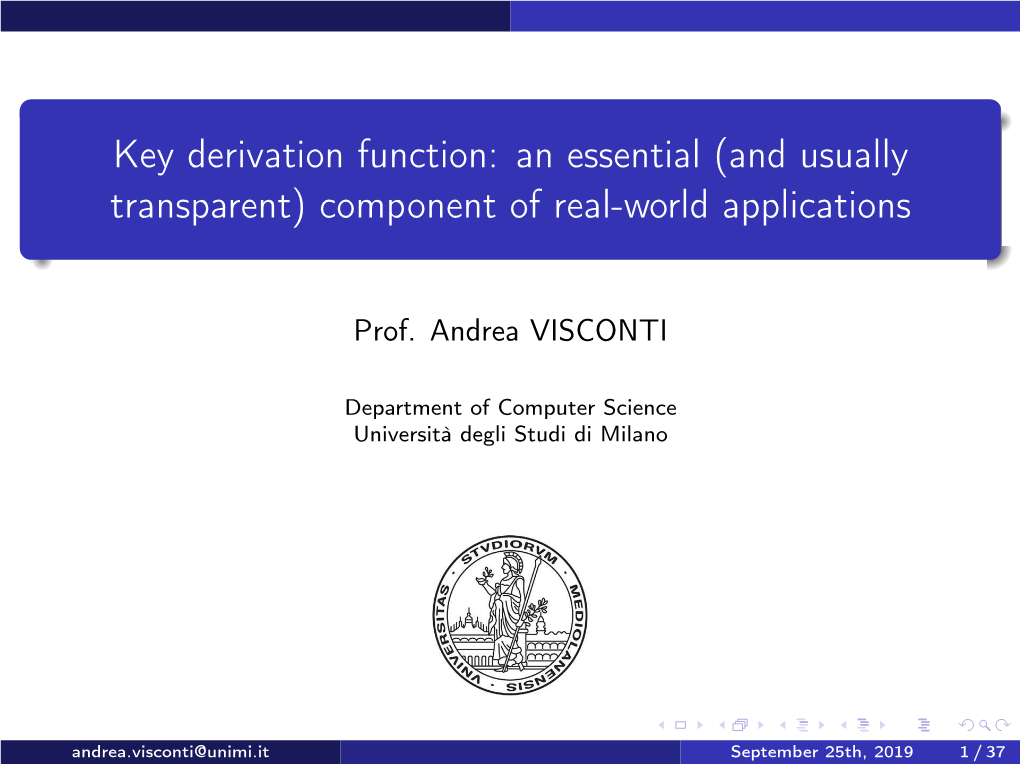 Key Derivation Function: an Essential (And Usually Transparent) Component of Real-World Applications