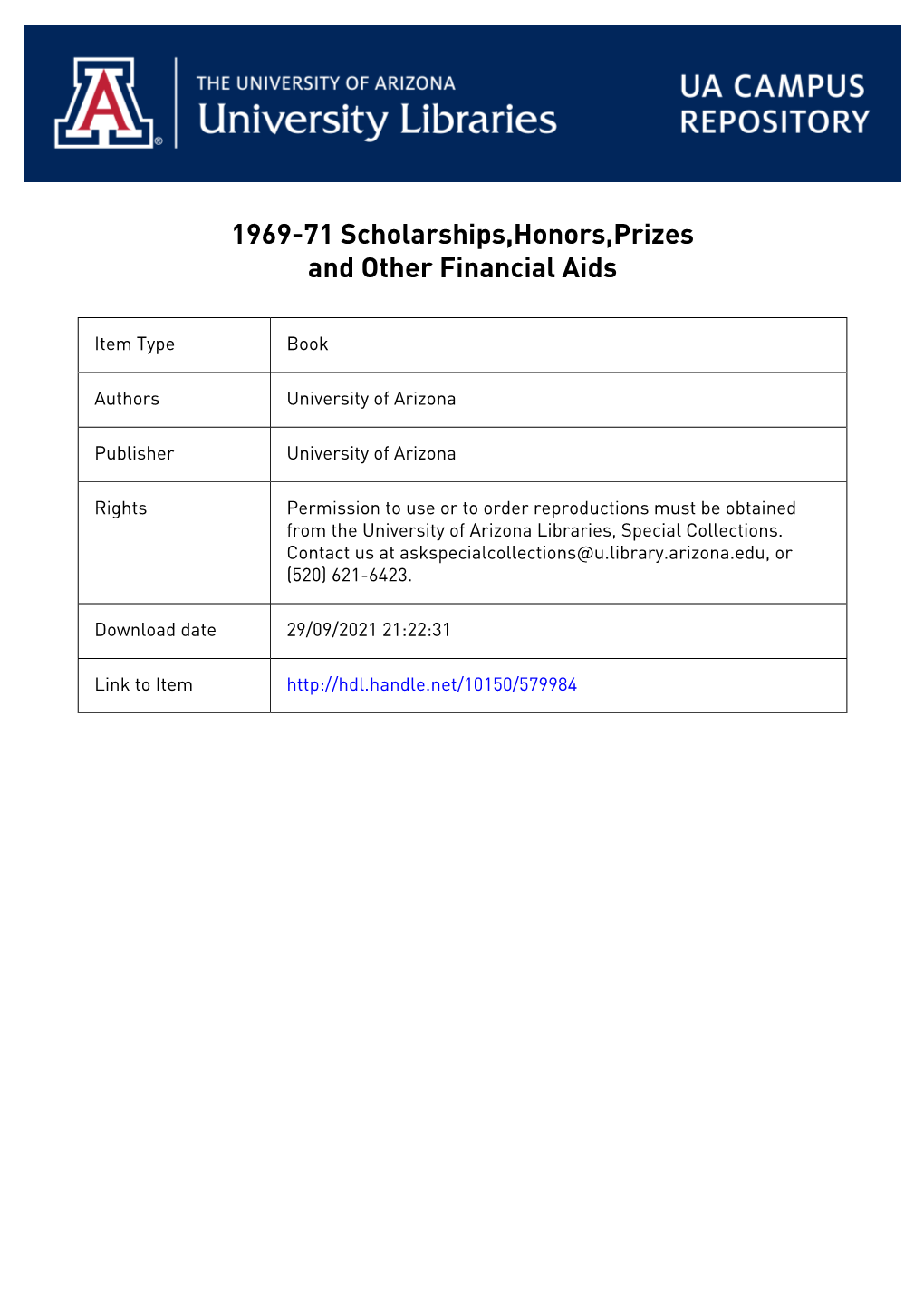 Scholarships Honors Prizes