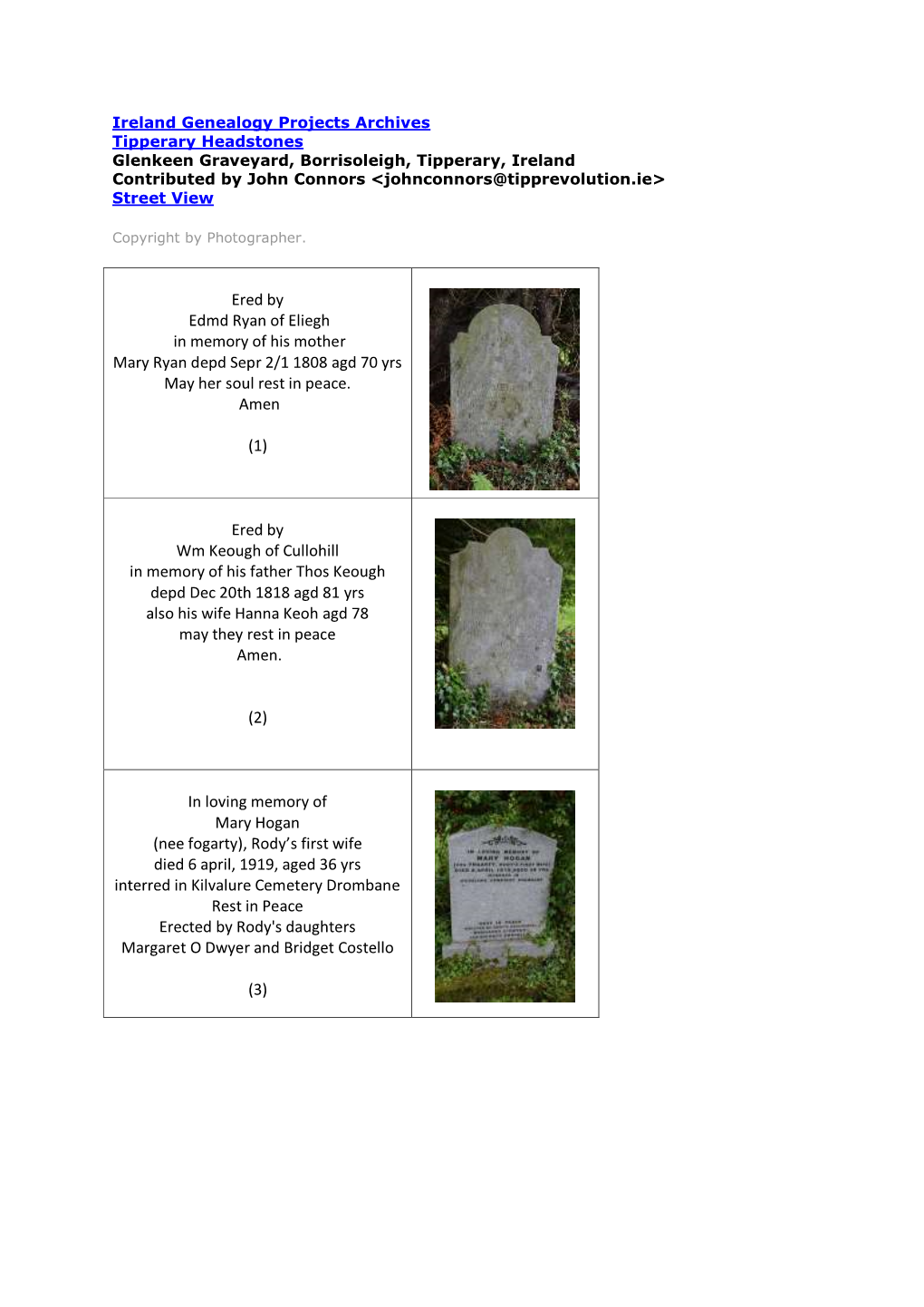 Borrisoleigh, Glenkeen Graveyard (PDF)