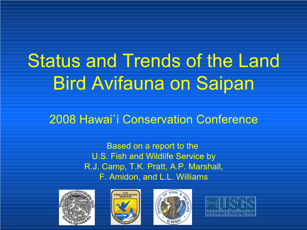 Assessment of Forest Birds on Saipan