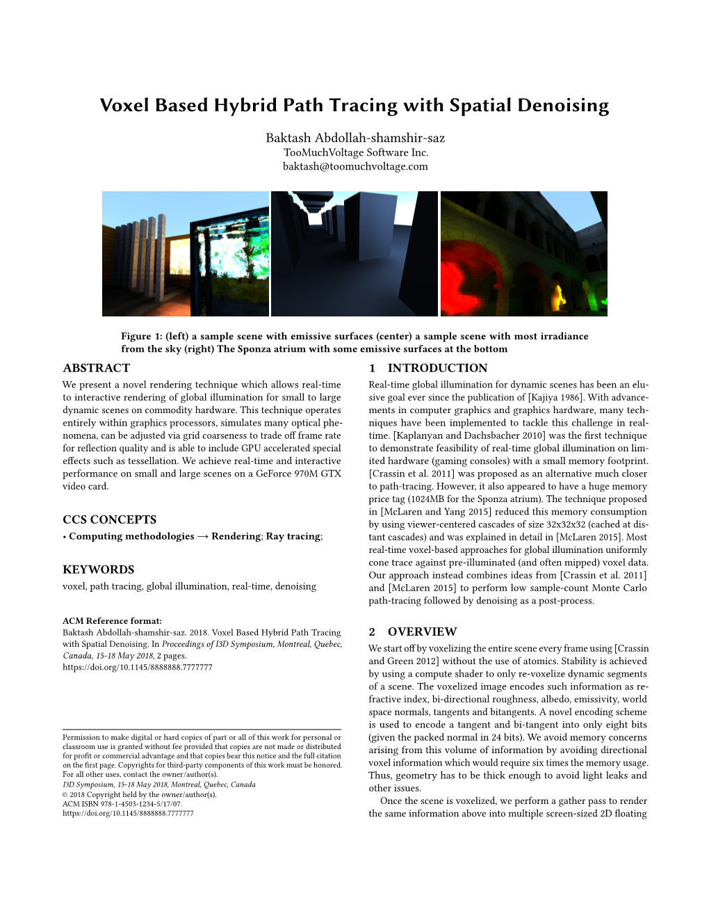 Voxel Based Hybrid Path Tracing with Spatial Denoising