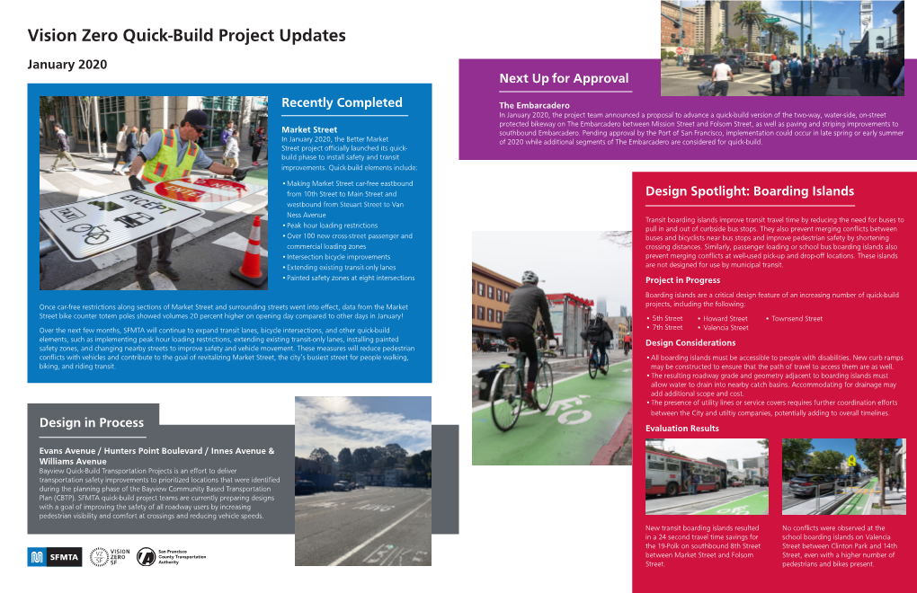 Vision Zero Quick-Build Project Updates January 2020 Next up for Approval