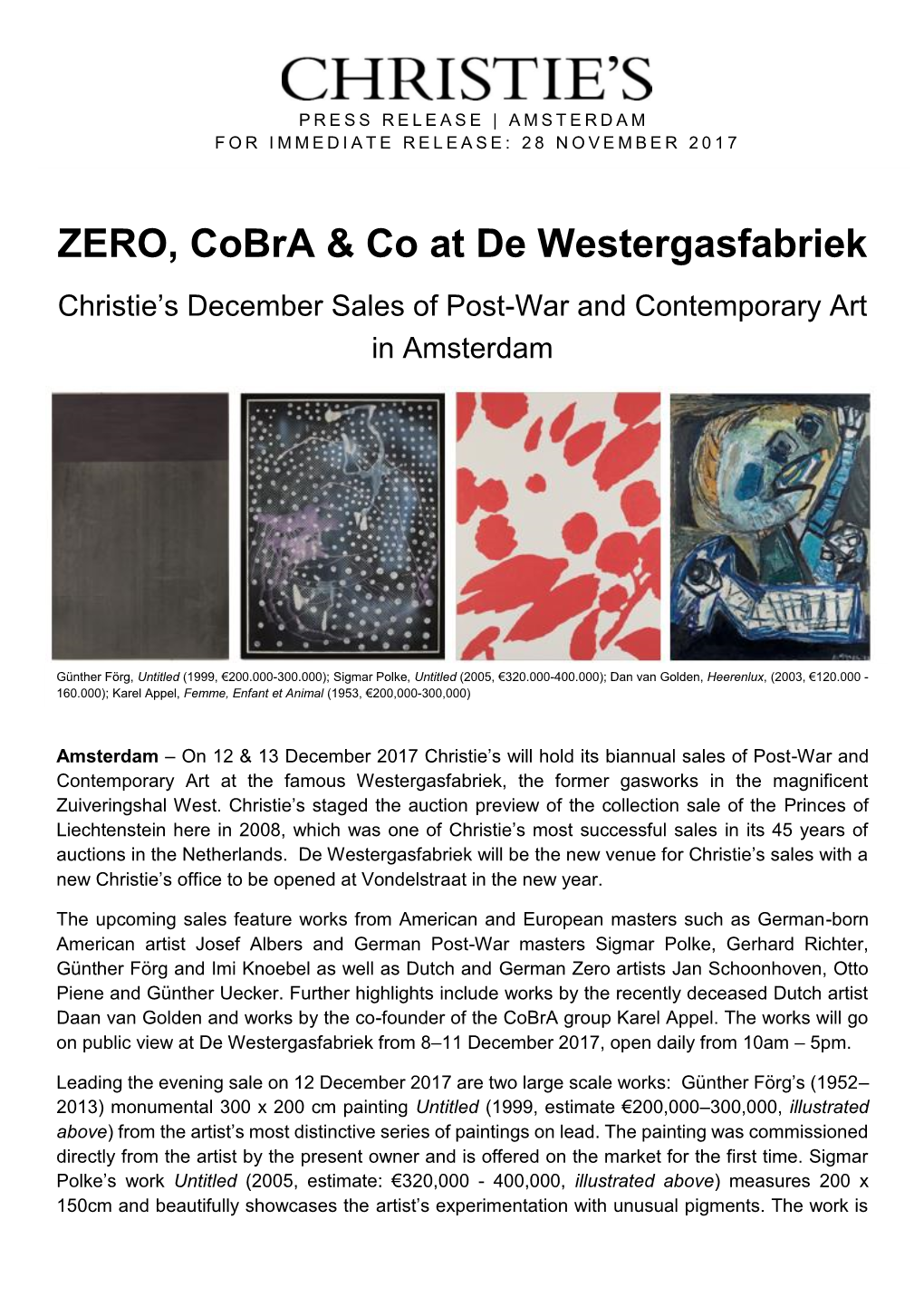 ZERO, Cobra & Co at De Westergasfabriek