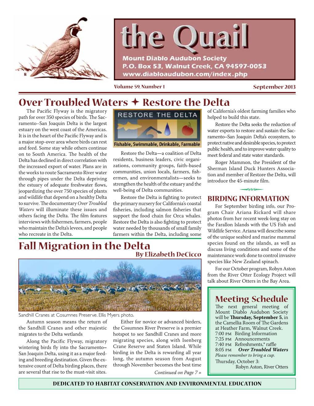 Over Troubled Waters Restore the Delta Fall Migration in the Delta