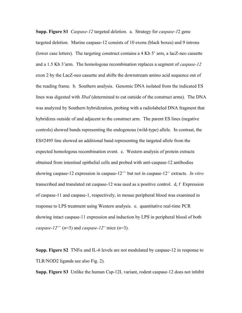 Supp. Figure S1 Caspase-12 Targeted Deletion. A. Strategy for Caspase-12 Gene Targeted