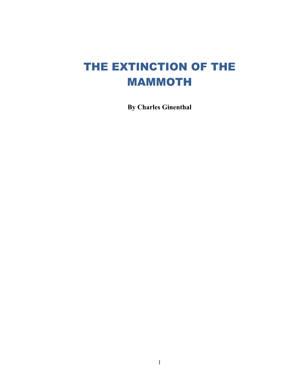 The Extinction of the Mammoth (Charles Ginenthal)