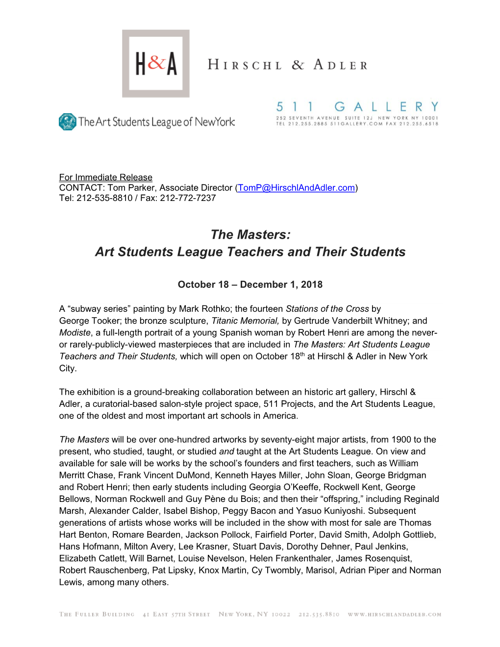 Art Students League Teachers and Their Students