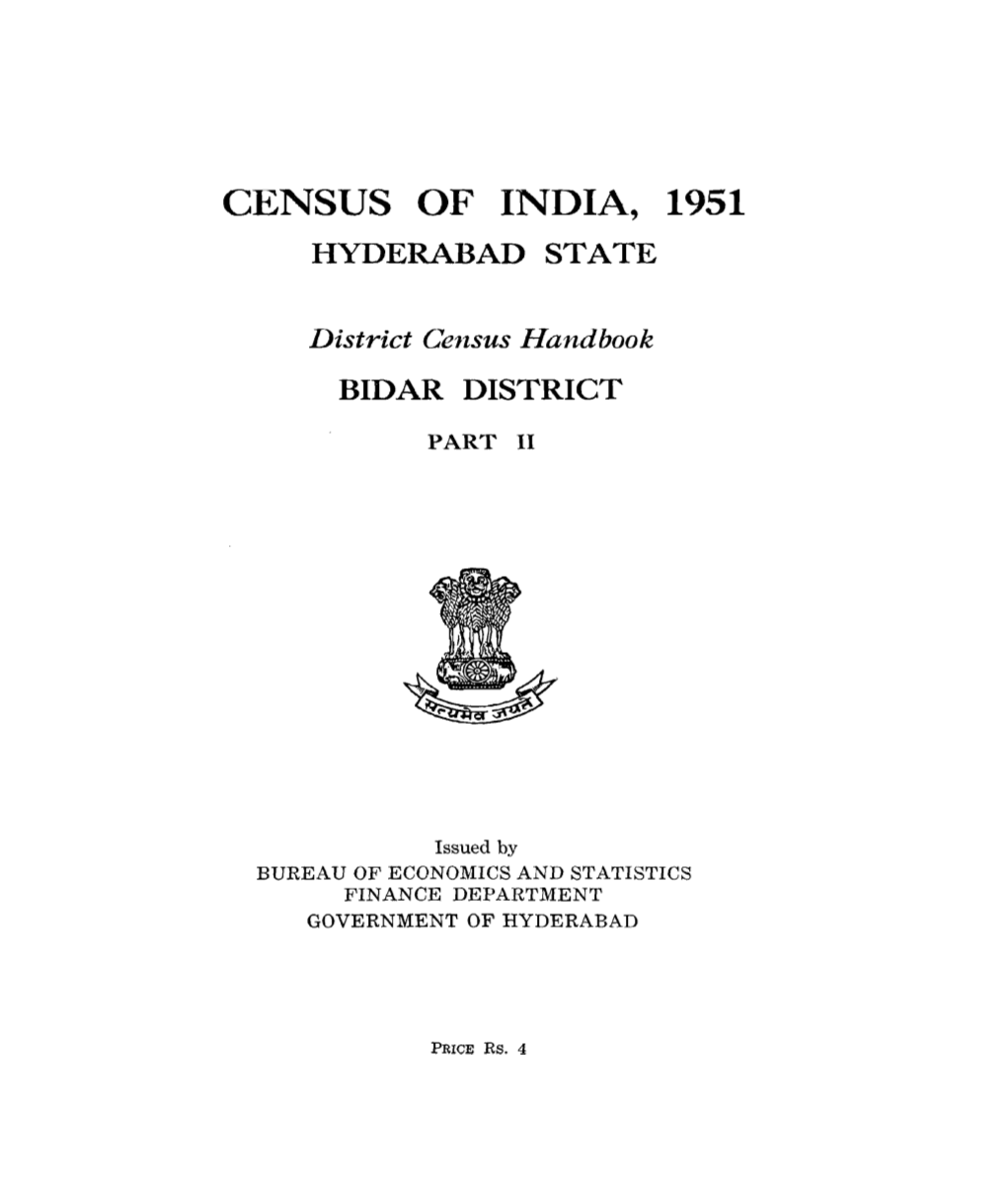 District Census Handbook, Bidar, Part II