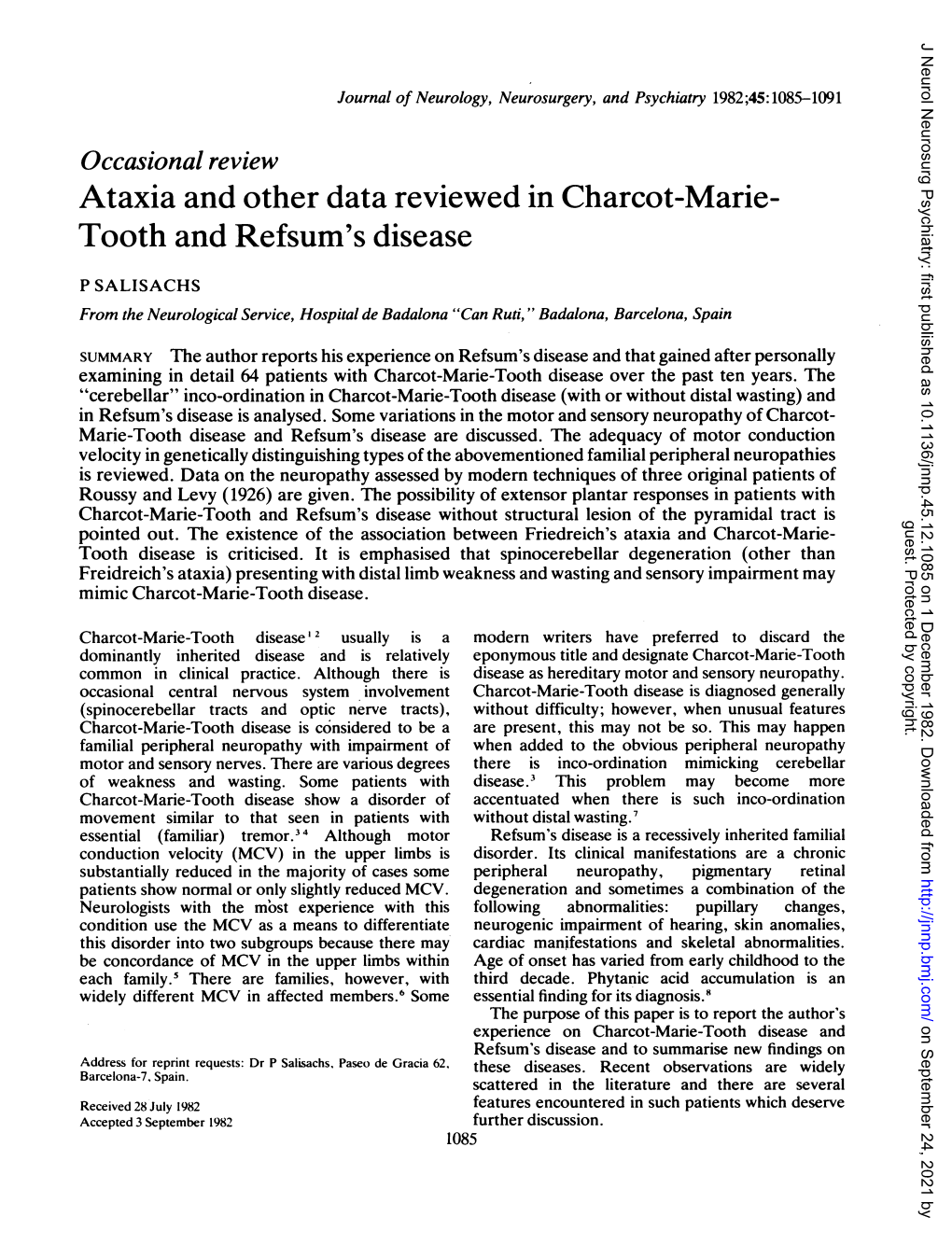 Ataxia and Other Data Reviewedin Charcot-Marie- Tooth and Refsum's