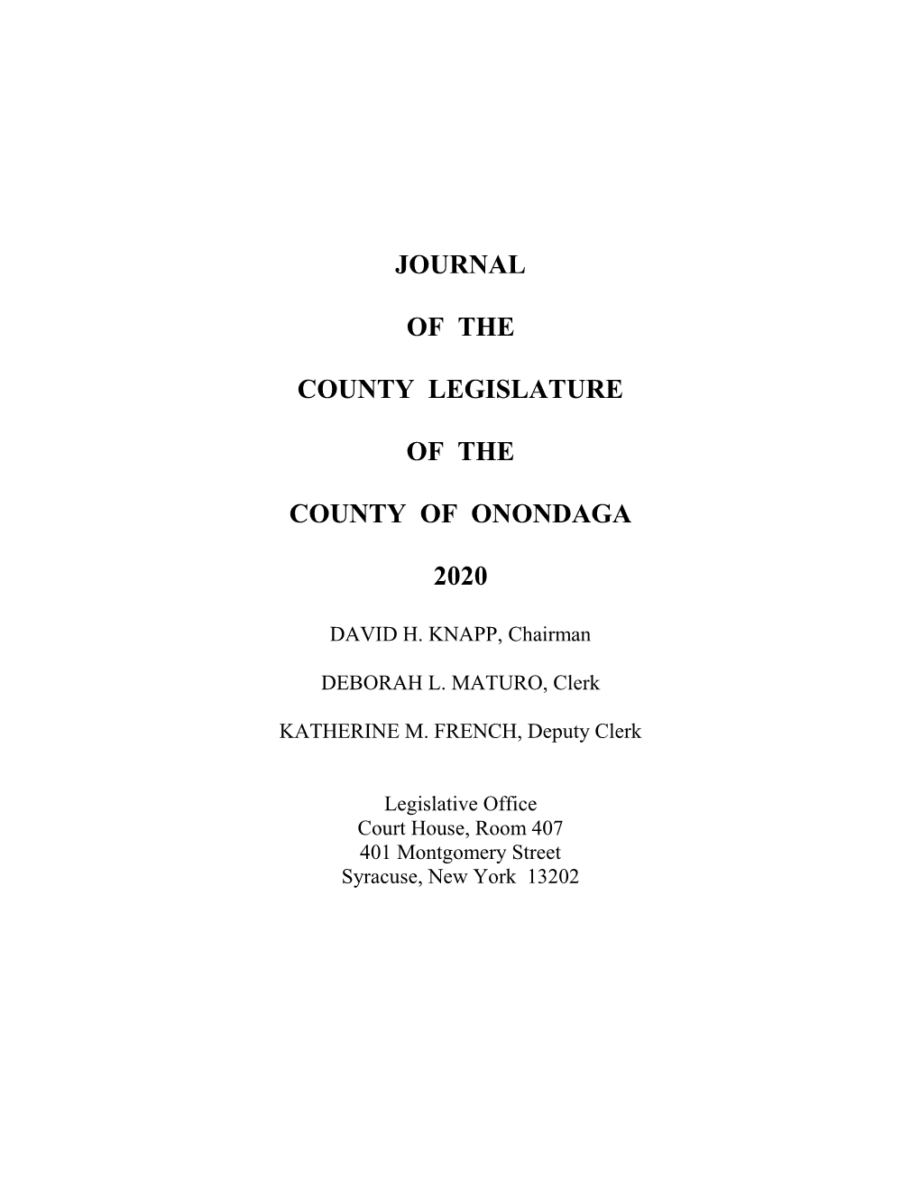 Journal of the County Legislature of the County