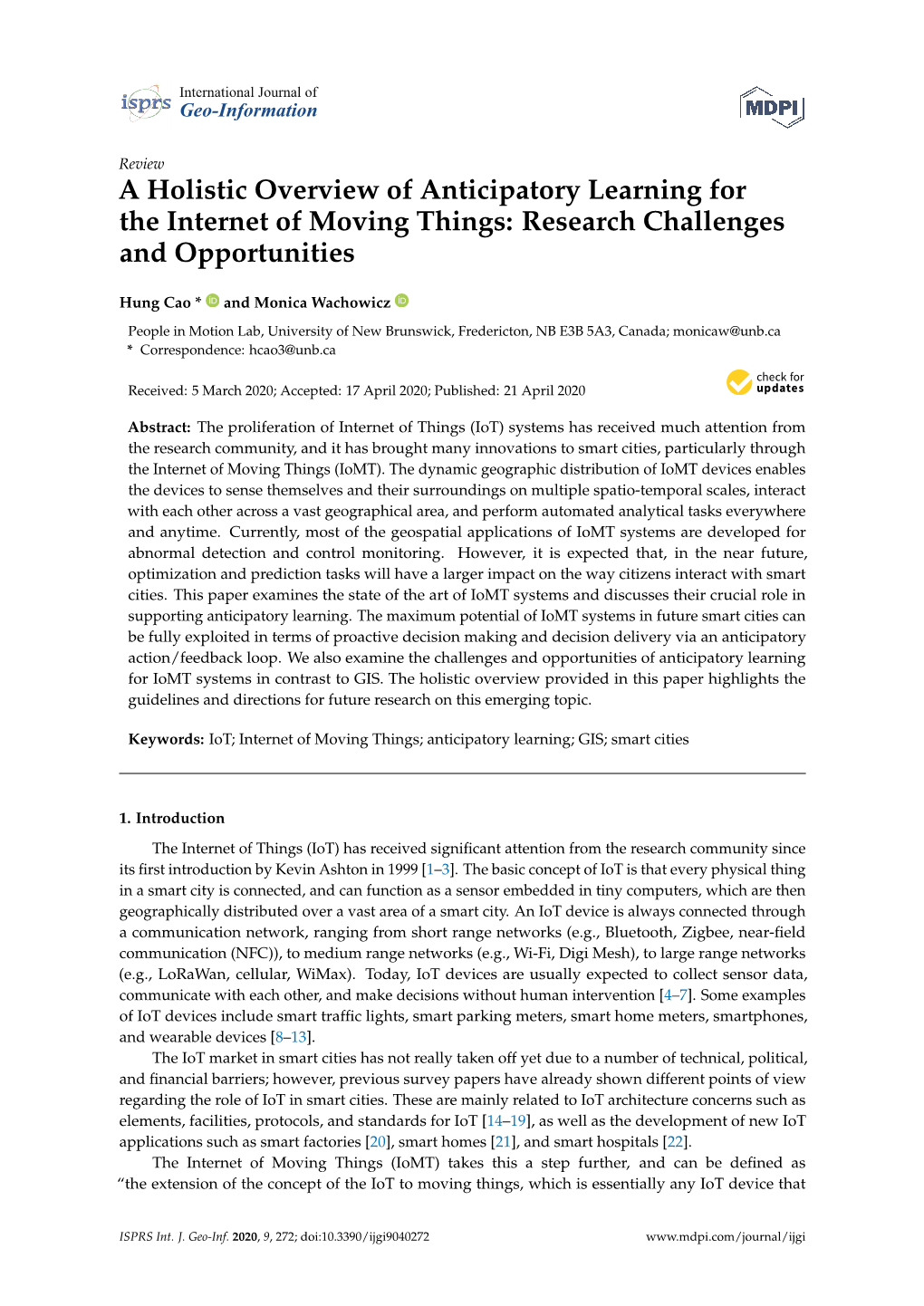A Holistic Overview of Anticipatory Learning for the Internet of Moving Things: Research Challenges and Opportunities