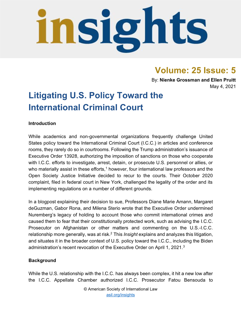 5 Litigating US Policy Toward The