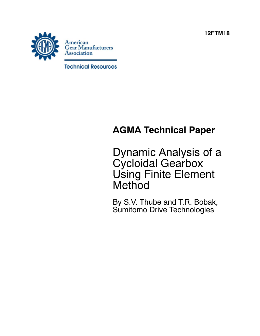 Dynamic Analysis of a Cycloidal Gearbox Using Finite Element Method by S.V
