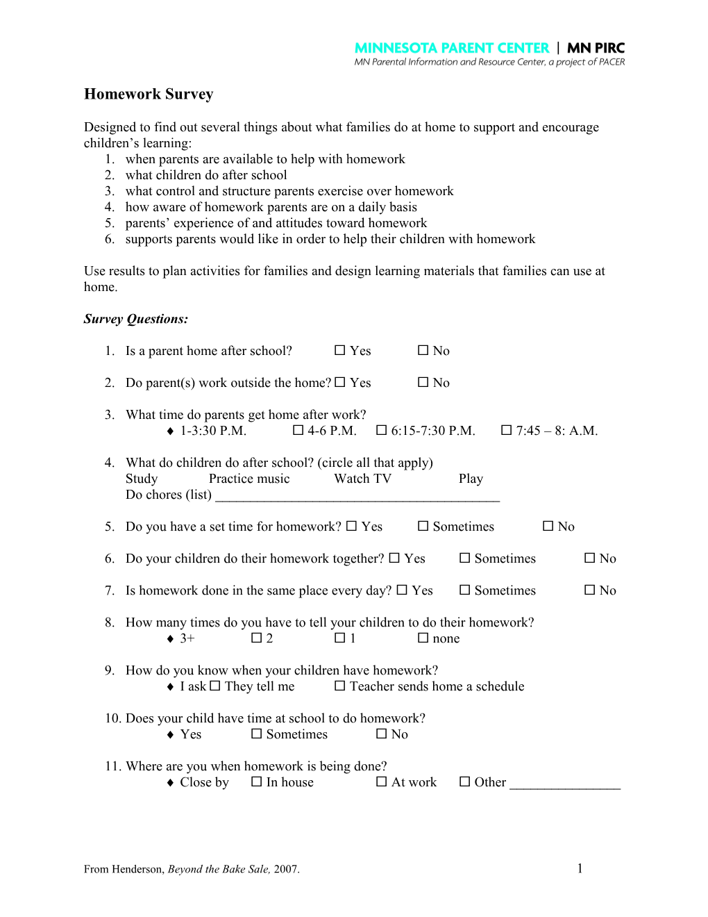 Homework Survey