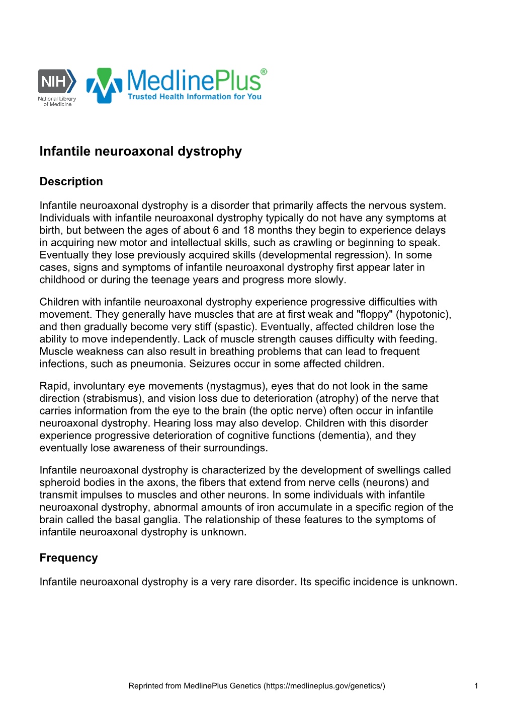 Infantile Neuroaxonal Dystrophy