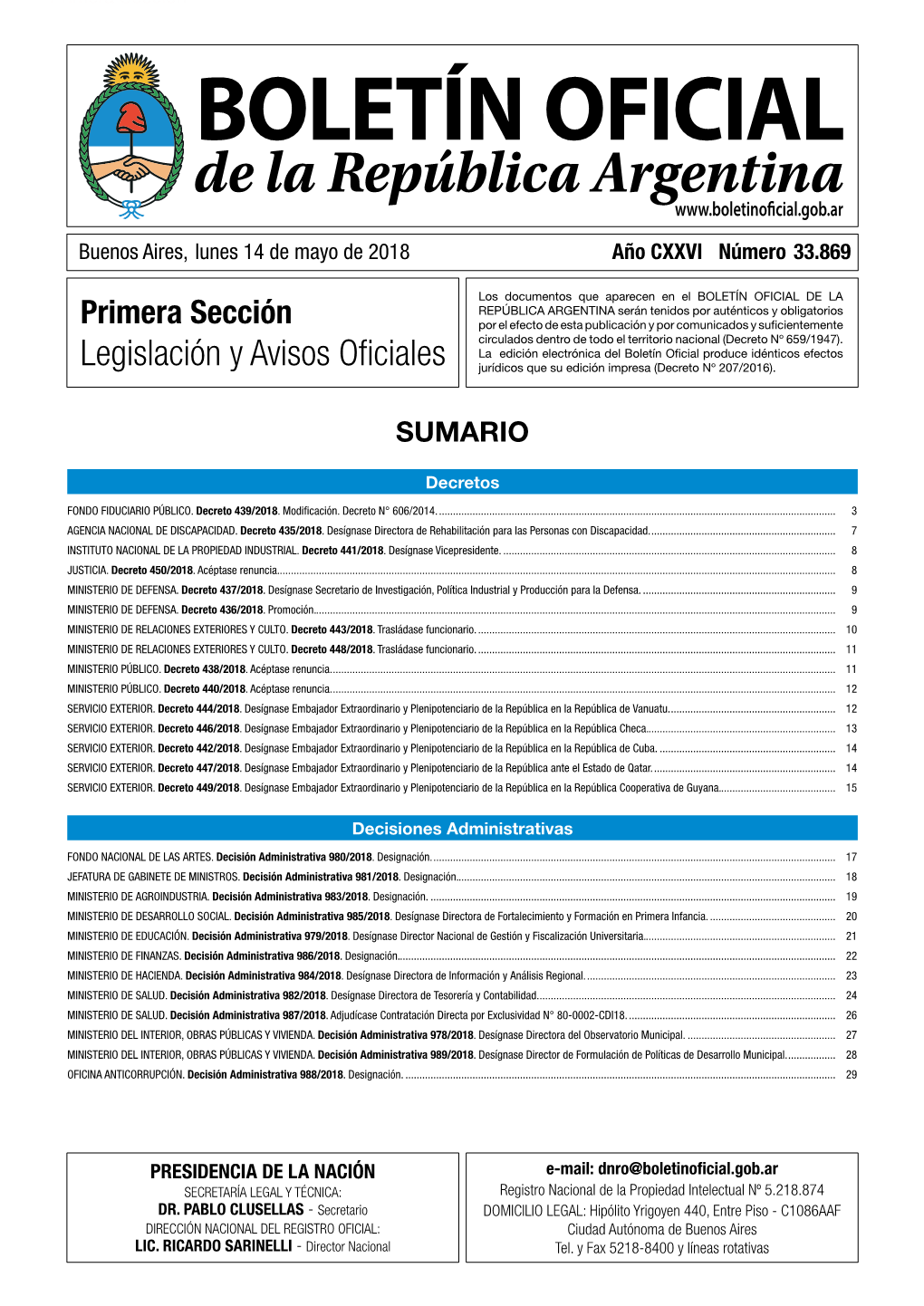 Legislación Y Avisos Oficiales Jurídicos Que Su Edición Impresa (Decreto Nº 207/2016)