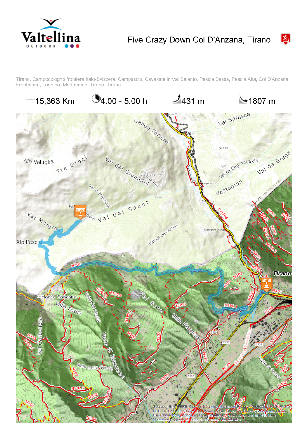 Five Crazy Down Col D'anzana, Tirano 15363 Km 4:00