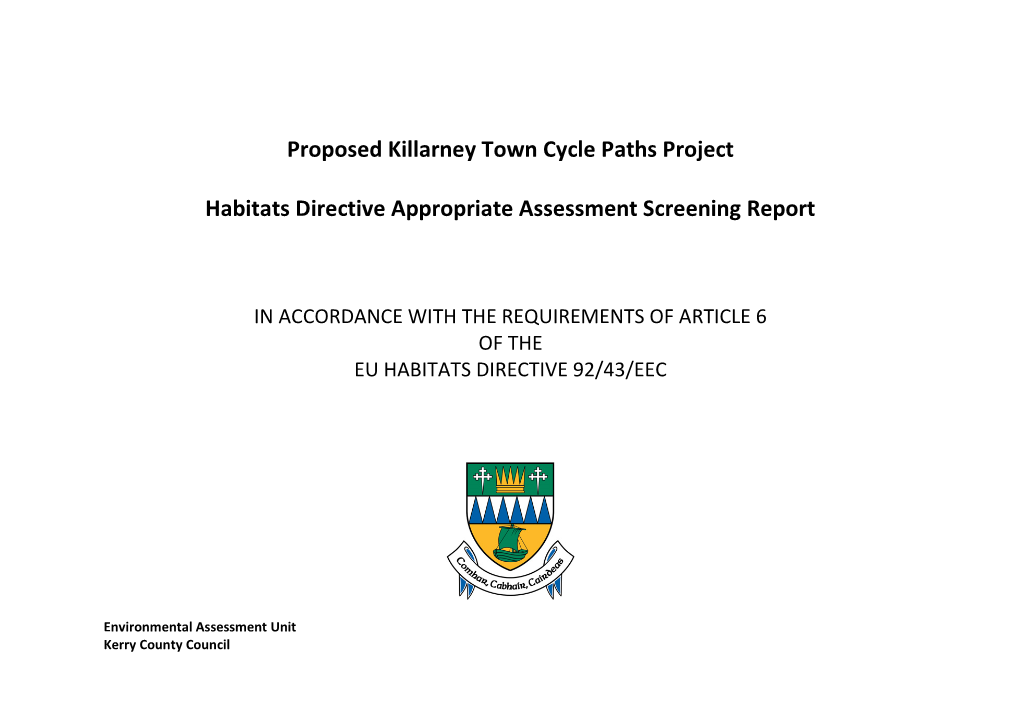 AA Screening Proposed Cycle Paths in Killarney