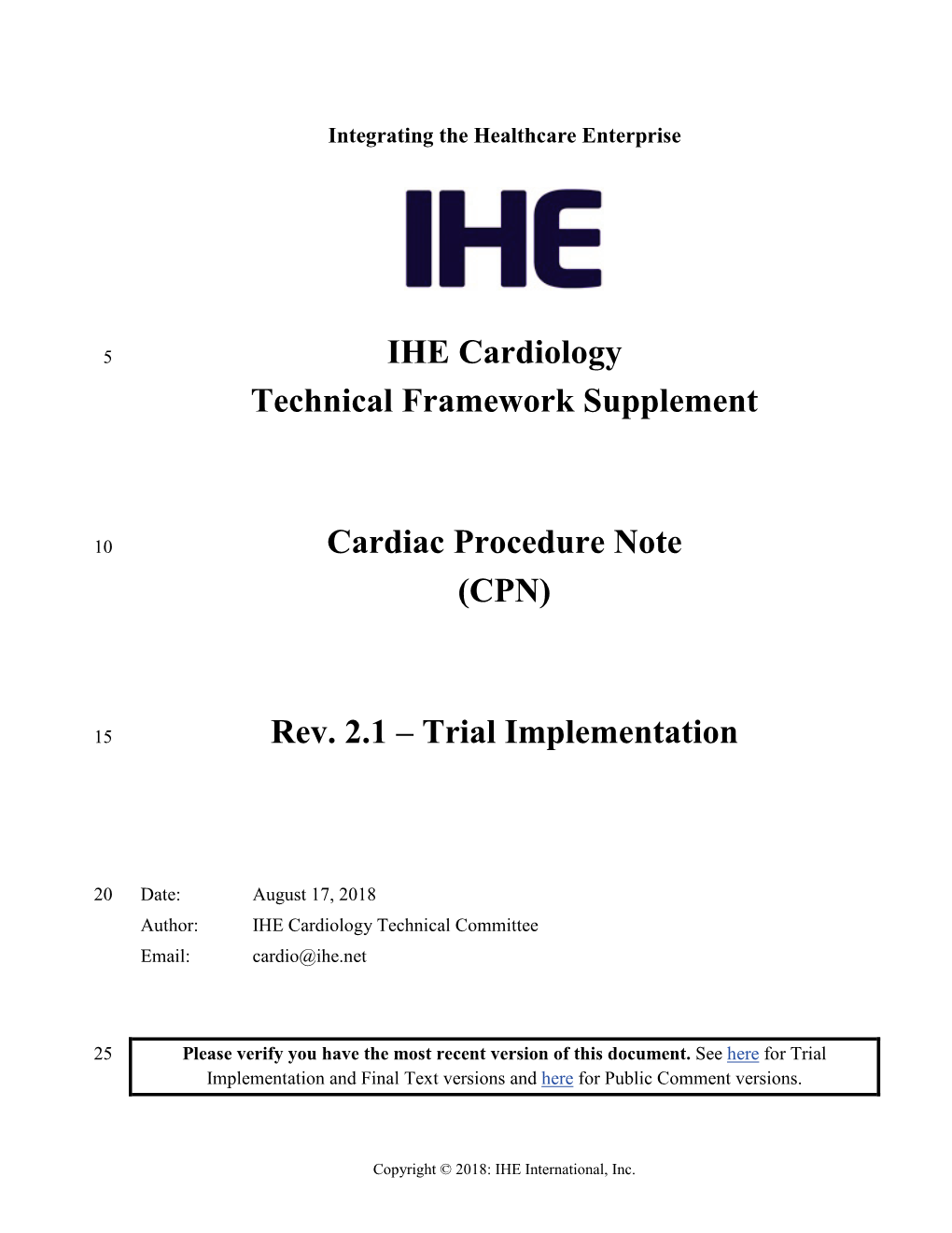 Cardiac Procedure Note (CPN)