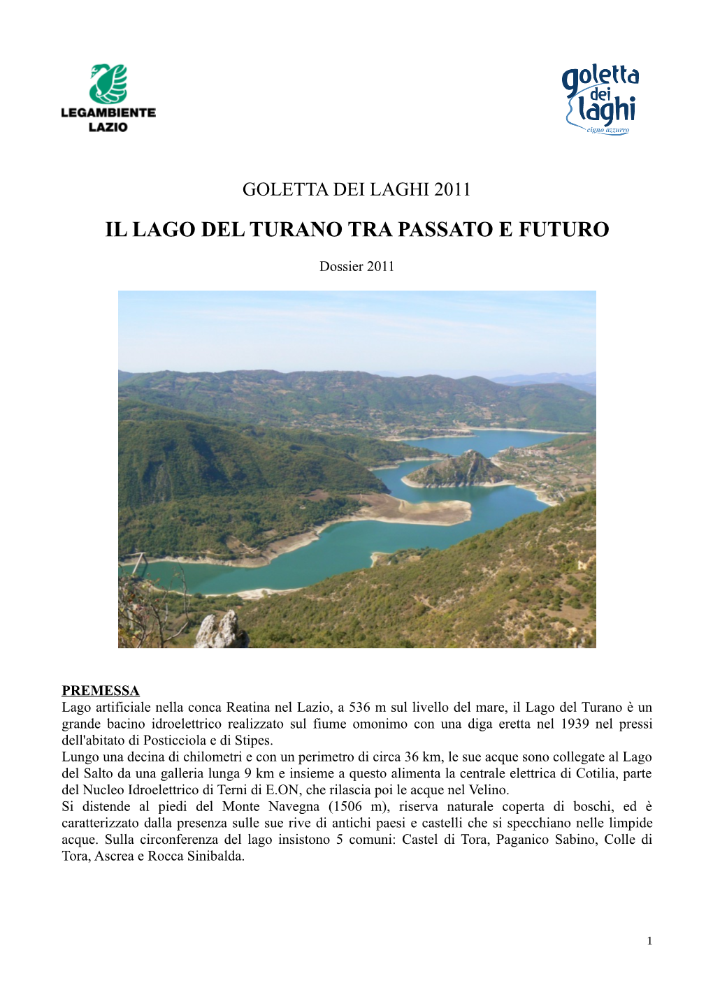 Goletta Dei Laghi 2011 Il Lago Del Turano Tra Passato E Futuro