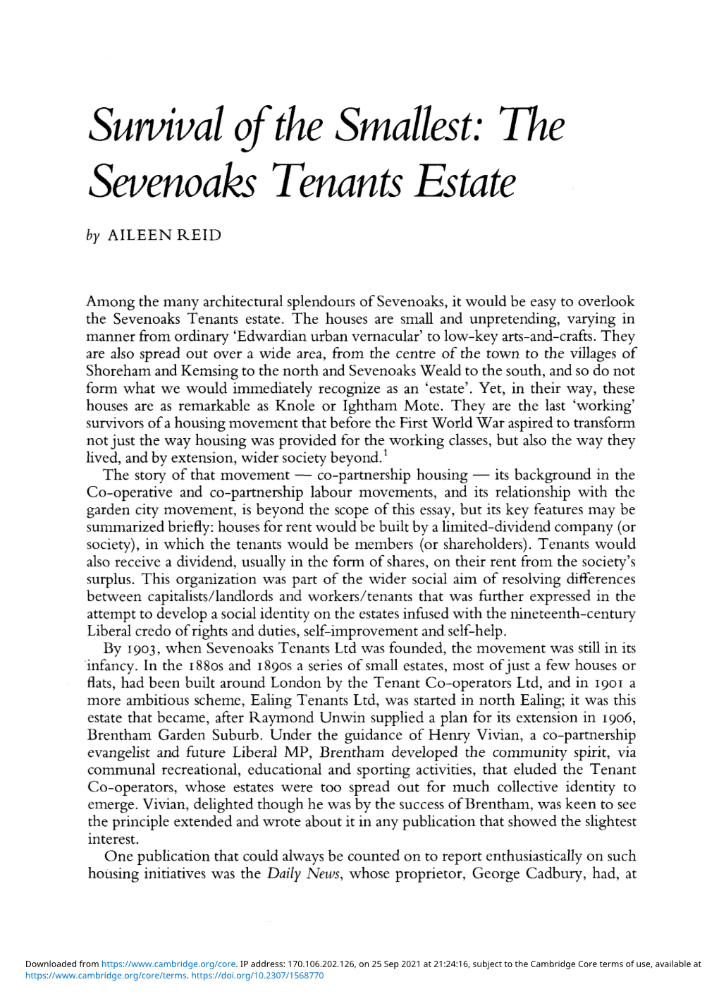 The Sevenoaks Tenants Estate