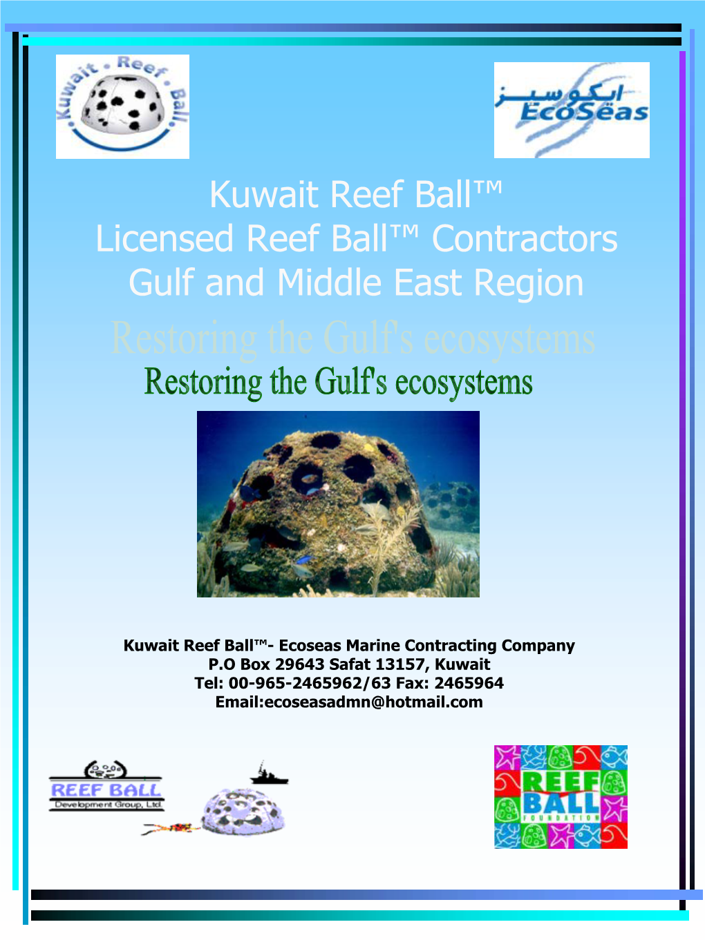 Kuwait Reef Ball™ Licensed Reef Ball™ Contractors Gulf and Middle East Region