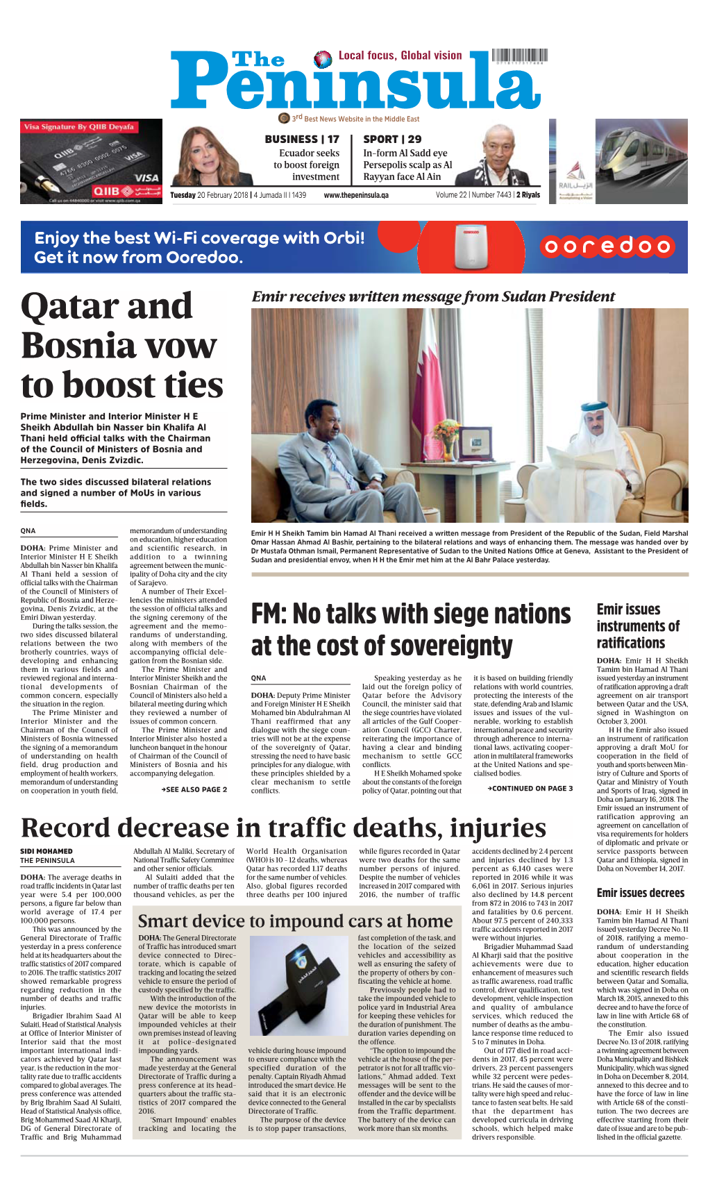 Qatar and Bosnia Vow to Boost Ties