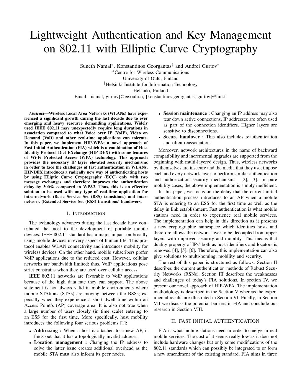 Lightweight Authentication and Key Management on 802.11 with Elliptic Curve Cryptography