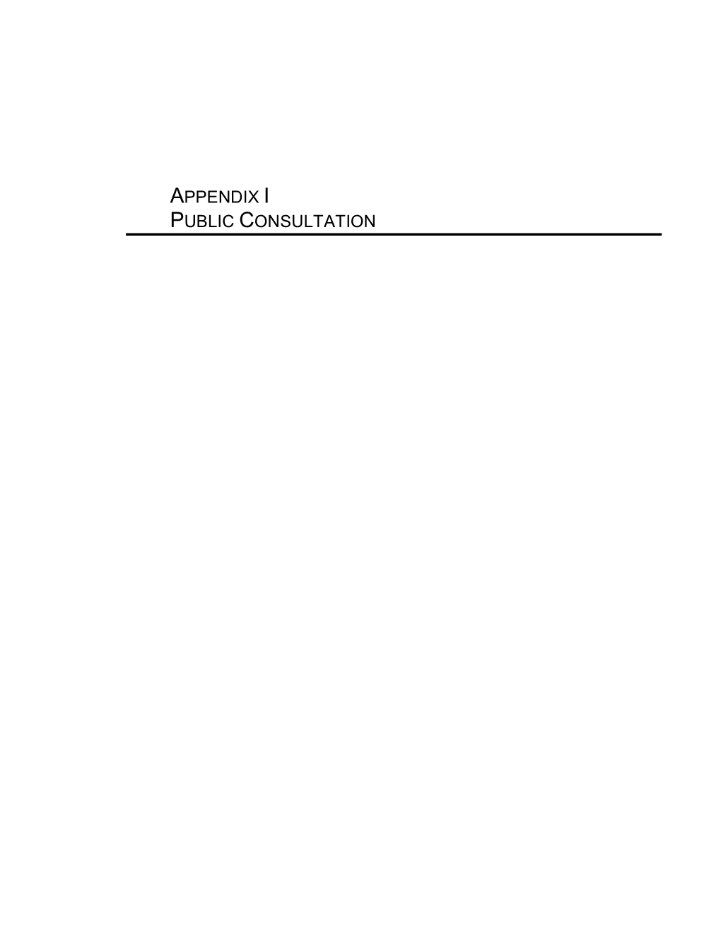 Appendix I Public Consultation