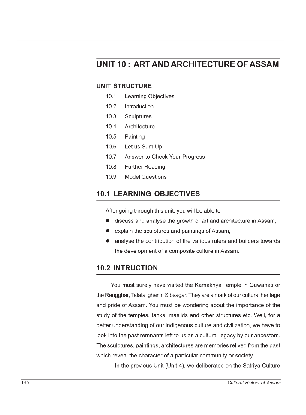 Unit 10 : Art and Architecture of Assam