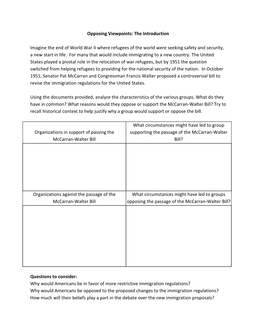 Opposing Viewpoints: the Introduction