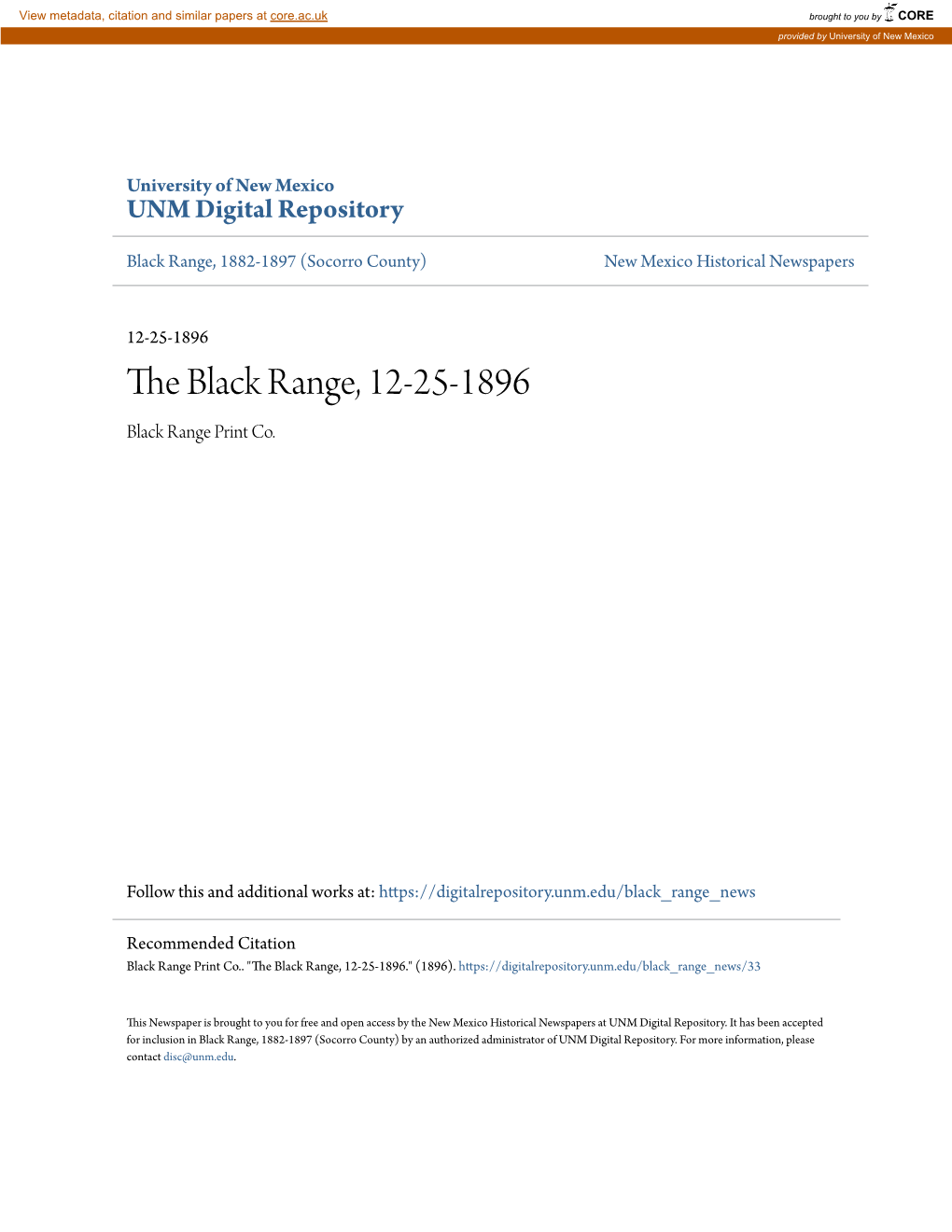The Black Range, 12-25-1896