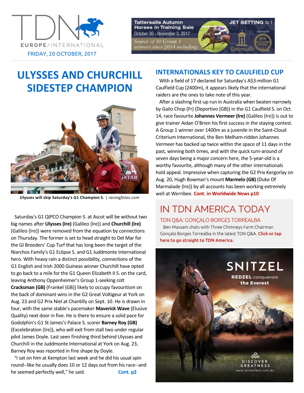 Ulysses and Churchill Sidestep Champion Cont