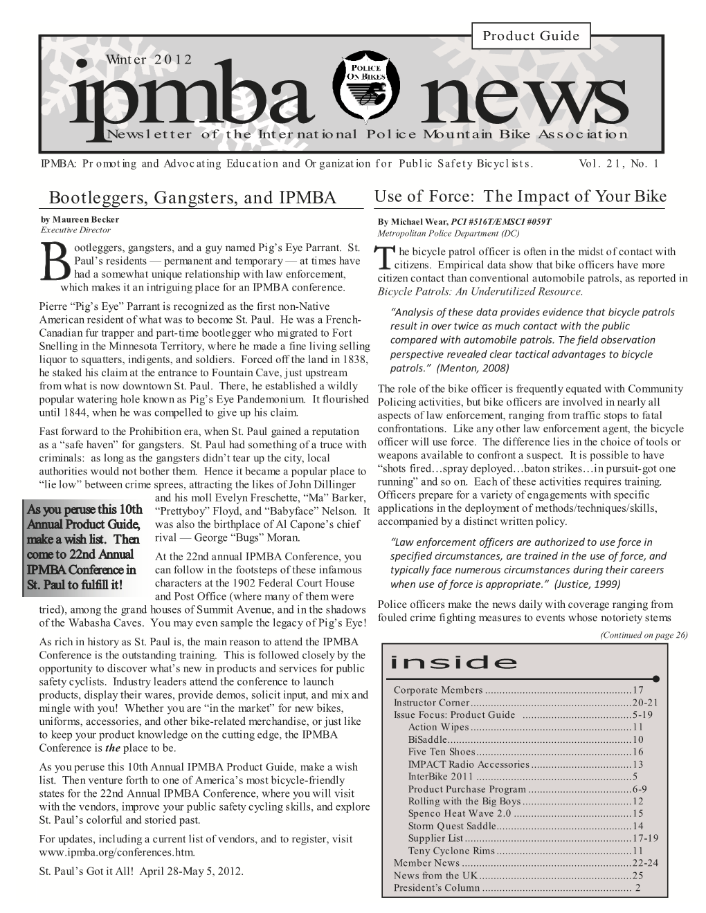 IPMBA News Vol. 21 No. 1 Winter 2012