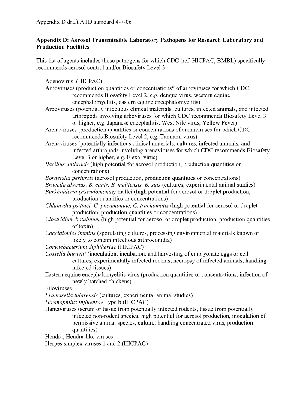 10-31-05 Deeg S Draft Re Airborne Infectious Diseases