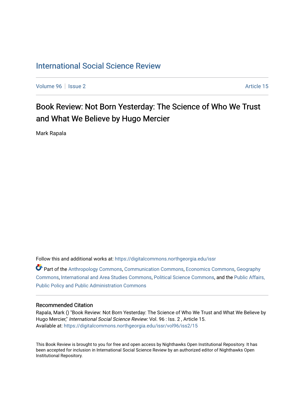 Not Born Yesterday: the Science of Who We Trust and What We Believe by Hugo Mercier