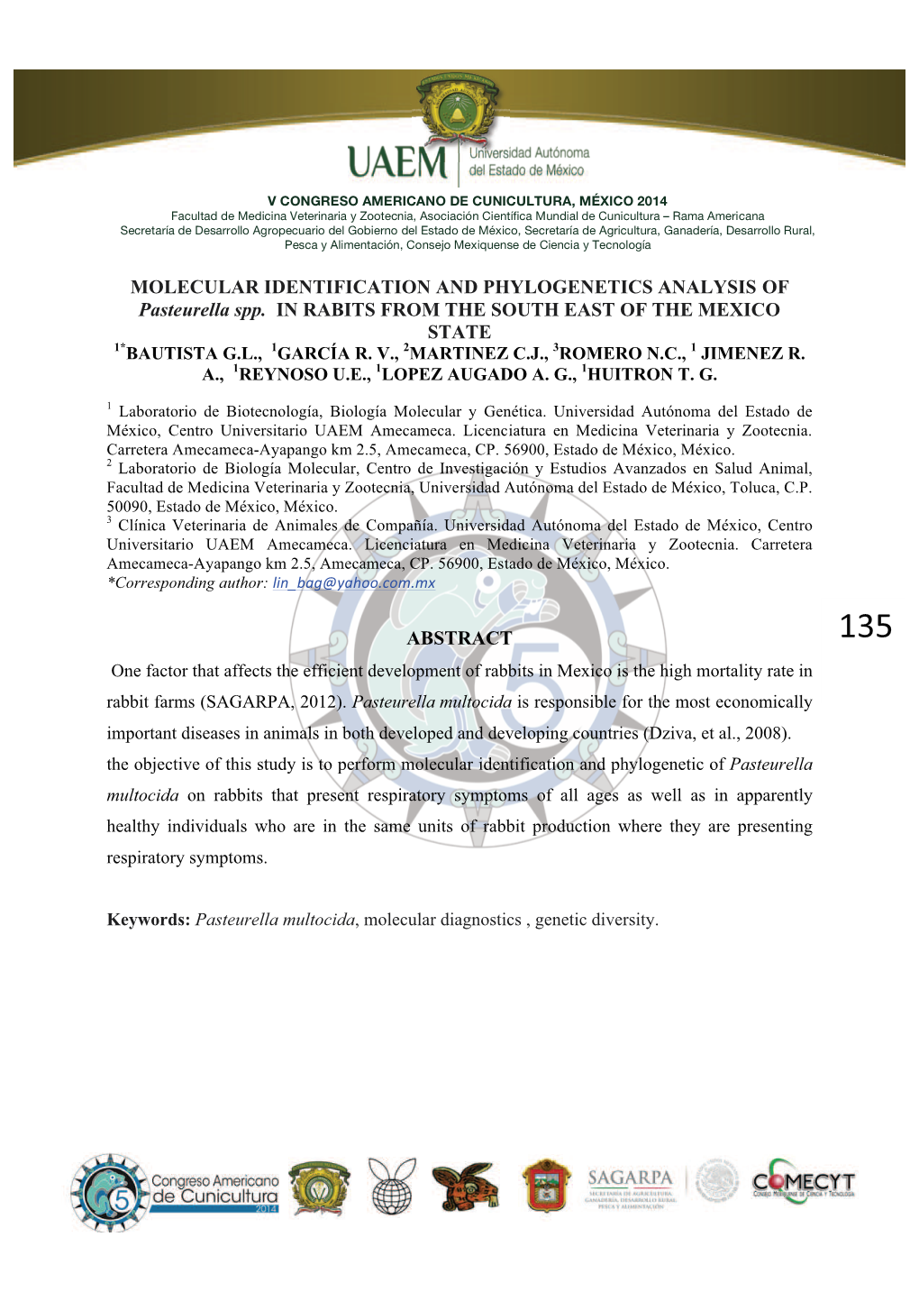 MOLECULAR IDENTIFICATION and PHYLOGENETICS ANALYSIS of Pasteurella Spp