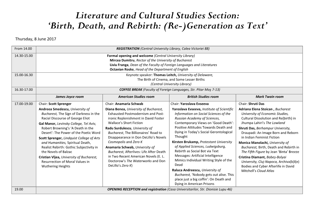 Birth, Death, and Rebirth: (Re-)Generation As Text’