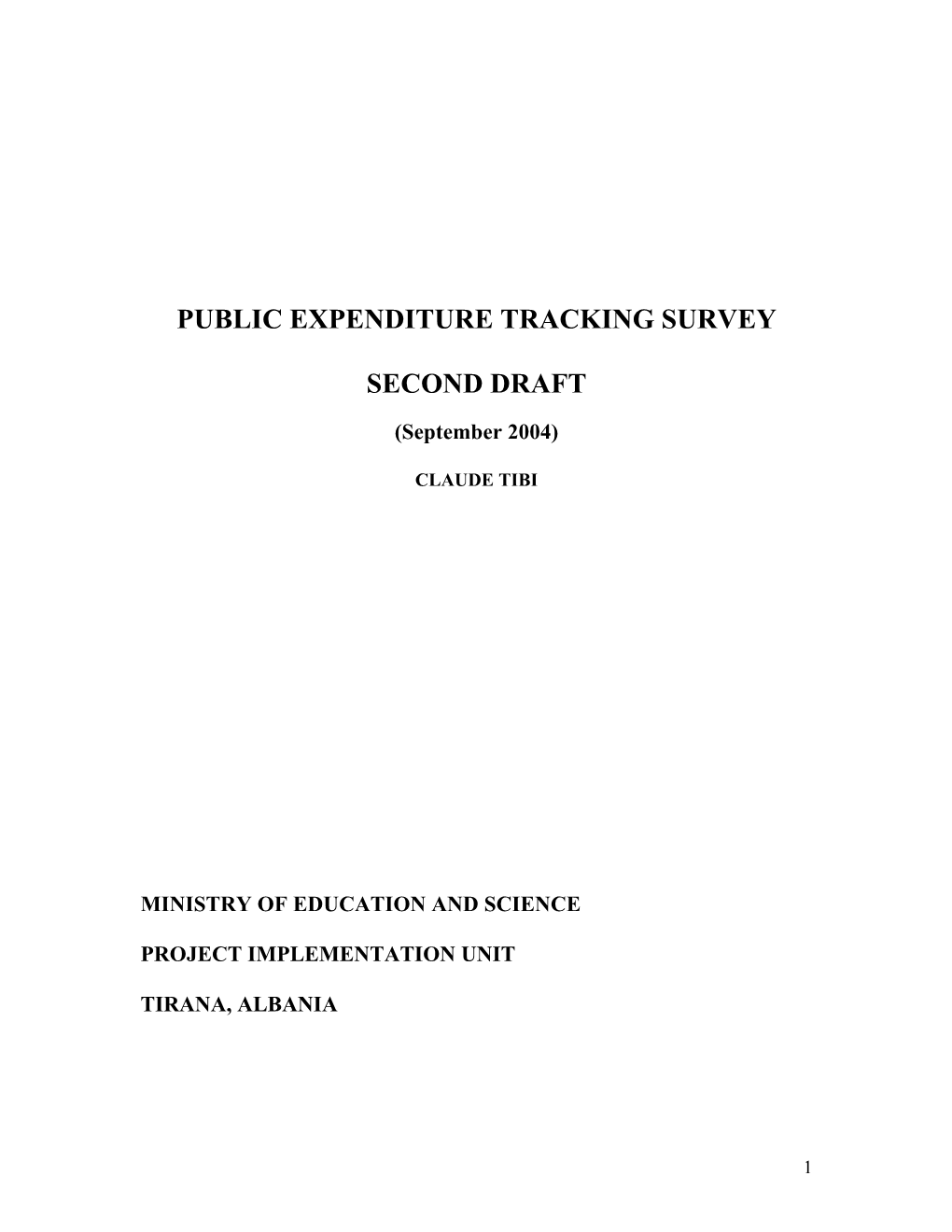 Public Expenditure Tracking Survey Second Draft