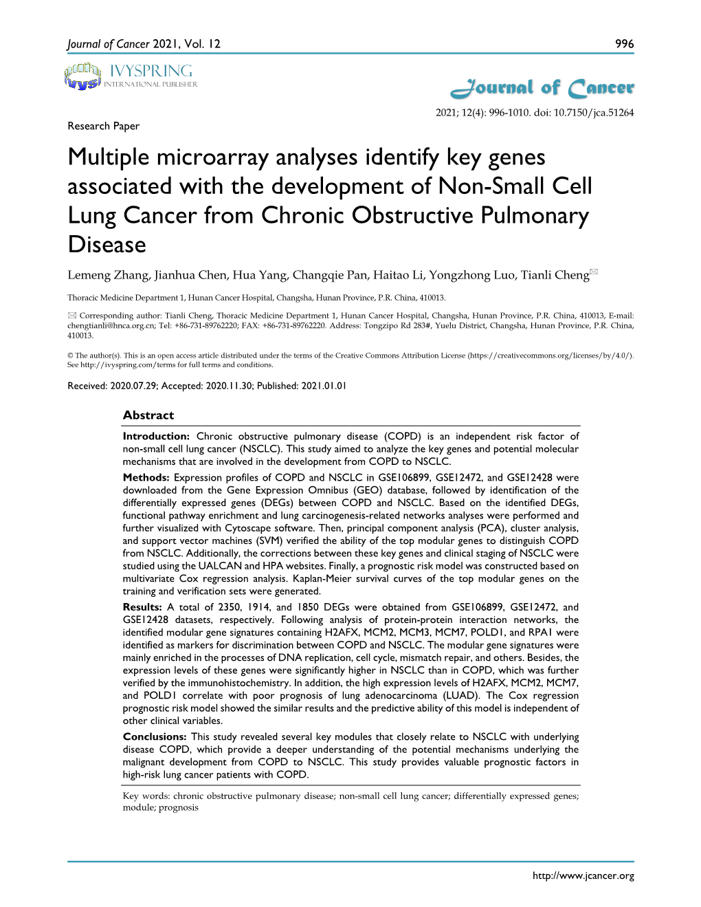 Multiple Microarray Analyses Identify Key Genes Associated with The