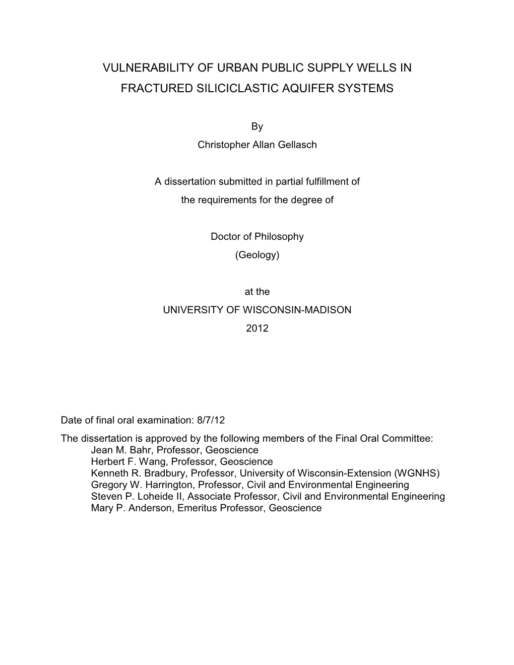 Vulnerability of Urban Public Supply Wells in Fractured Siliciclastic Aquifer Systems