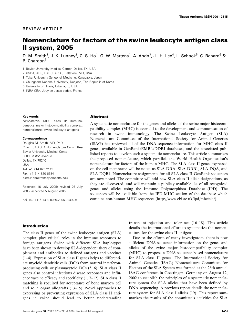 Nomenclature for Factors of the Swine Leukocyte Antigen Class II System, 2005 D