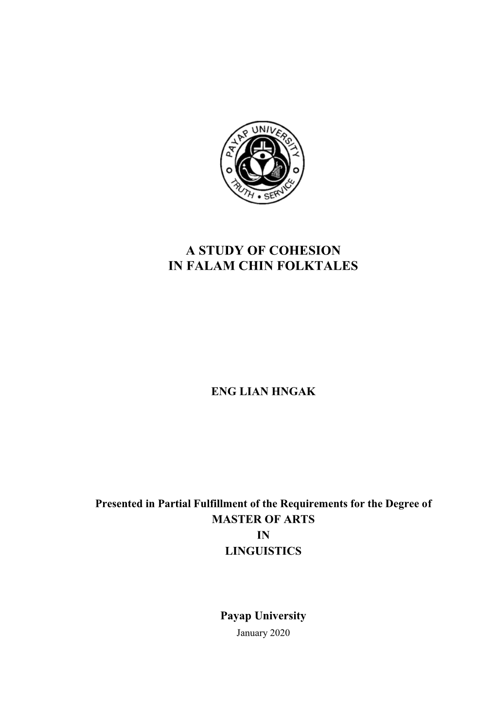 A Study of Cohesion in Falam Chin Folktales