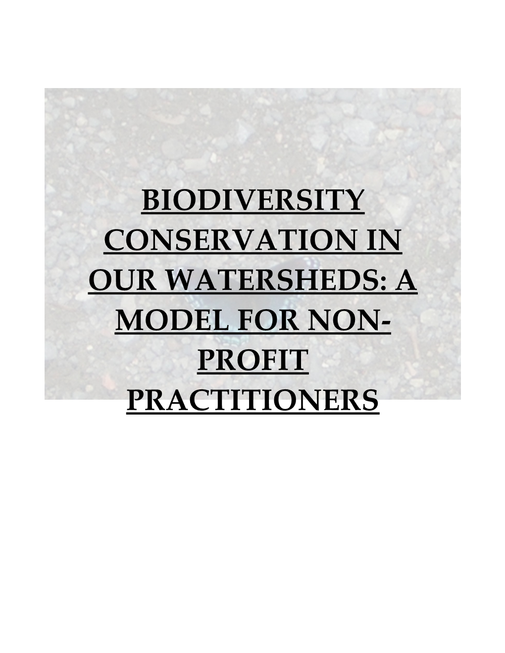 Biodiversity Conservation In Our Watersheds