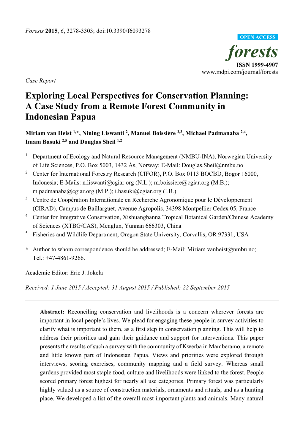 A Case Study from a Remote Forest Community in Indonesian Papua