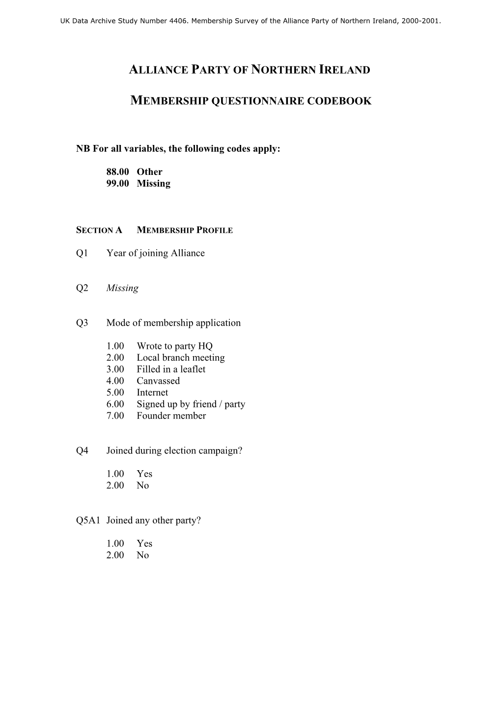 Section a Membership Profile