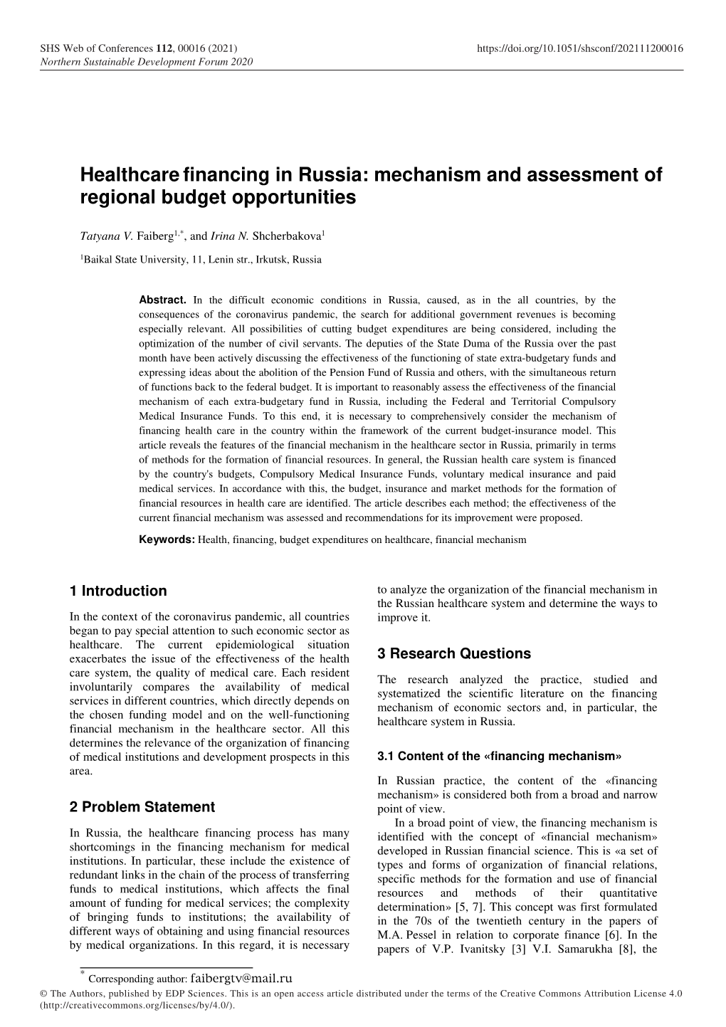 Healthcare Financing in Russia: Mechanism and Assessment of Regional Budget Opportunities