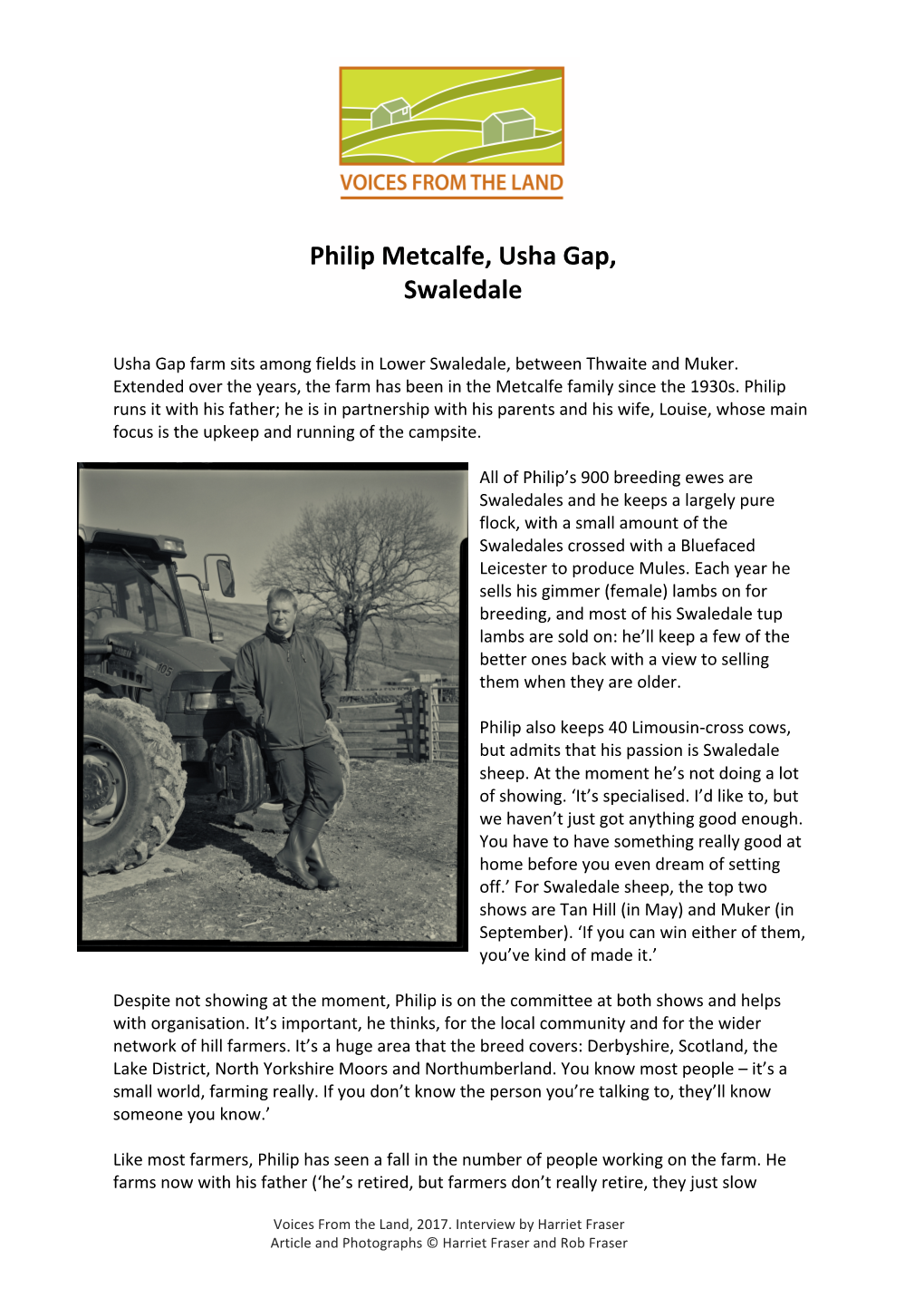 Philip Metcalfe, Usha Gap, Swaledale