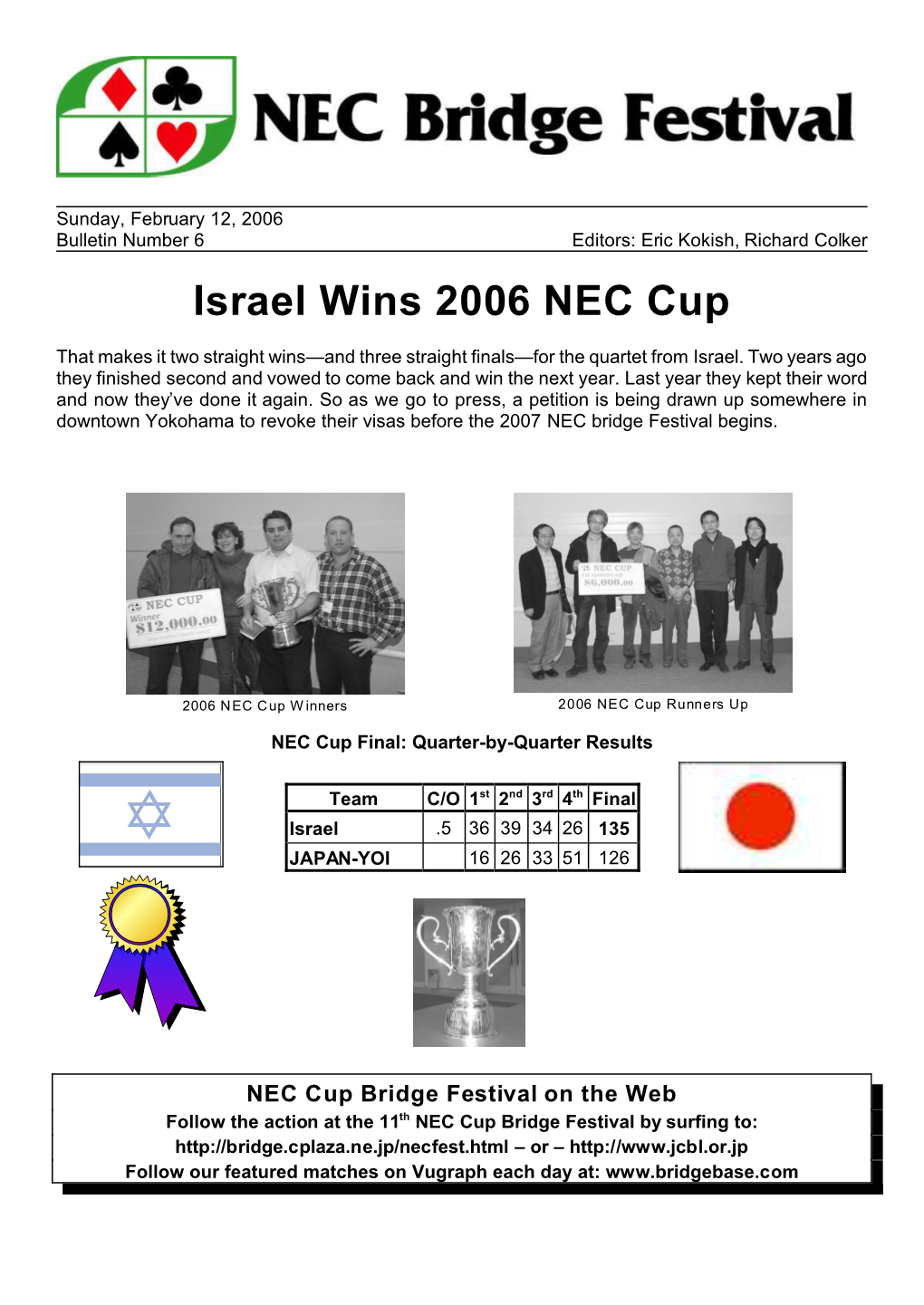 Israel Wins 2006 NEC Cup