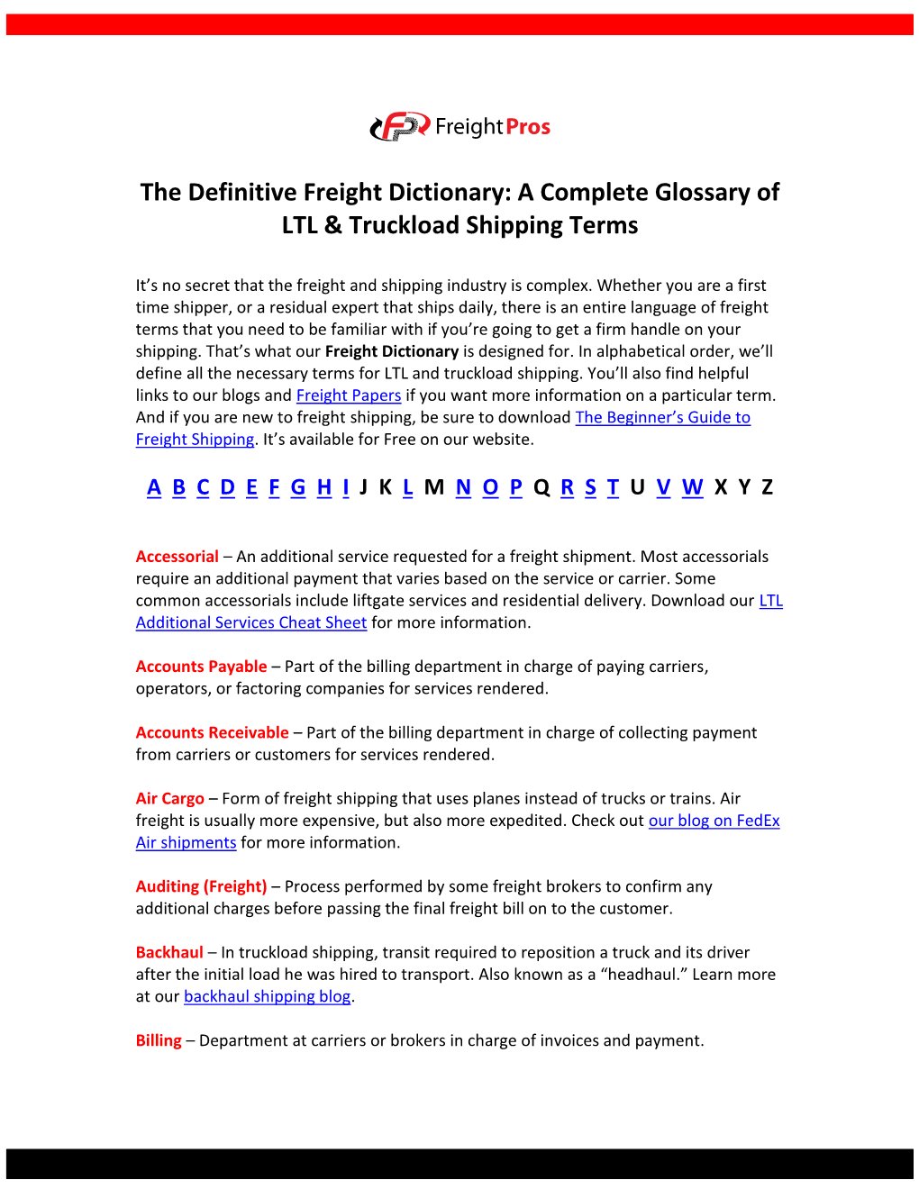A Complete Glossary of LTL & Truckload Shipping Terms